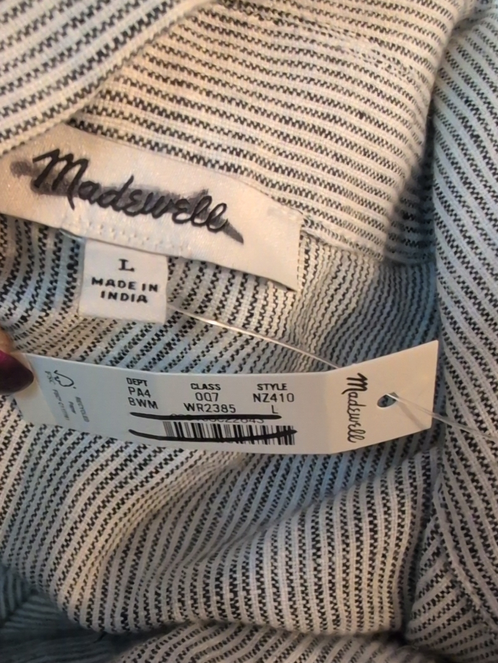 NWT Madewell Perry Mini Shirtdress Linen black white mini stripe Size L - Picture 4 of 11